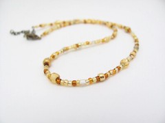 Gold Glass Choker Necklace Mixed Shape Boho Seed Bead Summer Spring