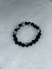 Handmade Stretchy Bracelet Lava Beads Moon And Black