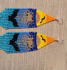 Tribal Earrings Native Large Boho American Seed Beads Handmade Earring
