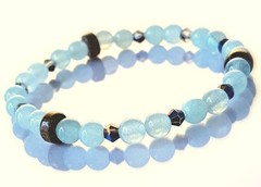 Handmade Mint Angelite Bracelet – Vintage-Style Gemstone, 17.5 cm / 6.9 in