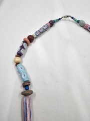 Handmade Ceramic Bead Statement Necklace Rabbit Arrowhead Pastel Glaze Artisan