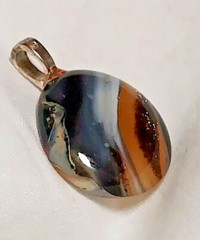 Artisan Made Hand Blown Small Round Glass Pendant Earth Tone Vintage