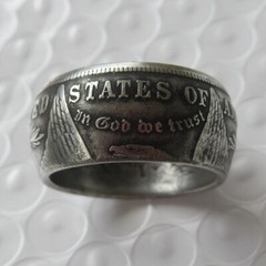 Handmade Crafted Rare Ring with Morgan Dollar Silver Plated Size 8-16