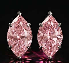 RARE Certified 4 Ct Pink Diamond Solitaire Studs, Marquise Cut,Gift For Love.