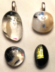4 Dichroic Glass Lot 2 pendants 2 carbon fused hand made crafted