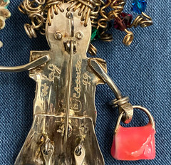 Sterling Silver and Gold Pin/Brooch/Pendant “Shopping Brat” Signed by Carrette