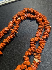 Red Jasper Chips Necklace, No Clasp, Slips Over Head, 32″