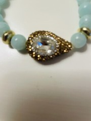 Amazonite with Crystal Medallion Bead Bracelet New Handmade In USA by Sheoma