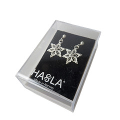 HASLA Norway 925 Sterling Silver Filigree Snowflake Dangle Drop Earrings New