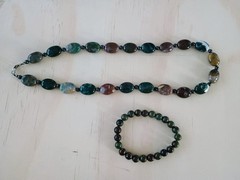 Natural Multicolor Stone Jewelry Set Necklace and Bracelet