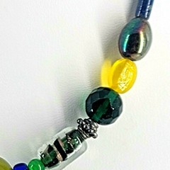 Vintage Multicolor Glass And Metal Bead Choker Necklace 16″ Italy