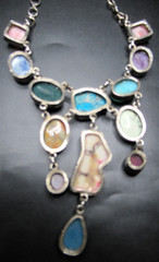 Gorgeous Assorted Genuine Gemstones Artisan Bib Necklace