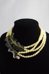 Beautiful Genuine Multi Pearl & Mother Of Pearl Flower Bib Statement Necklace