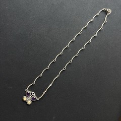 Q.T. Sterling Silver 925 Butterfly Pendant Necklace DNA Bone Chain Amethyst 16”