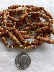 BEADS FOR LIFE UGANDA HONEYS BROWNS AMBERS BURGANDIES TONE PEARLS 50″ NECKLACE