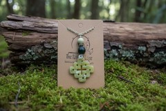 Serpentine & Jasper Wire-Wrapped Pendant Necklace – Handmade Natural Gemstone Je