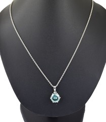 RARE 6 Ct Certified Blue Diamond Pendant Necklace-FREE Diamond studs.Free Tariff
