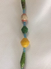 Paper Wrapped Beaded Necklace 80in. MultiColored with Small Blue Beads Africa