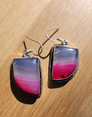 Pink Botswana Agate in Sterling Silver Earrings Jewelry Unique Handmade