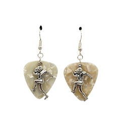 Football Player Charm on Guitar Pick Earrings – Choose Color – Handmade in USA