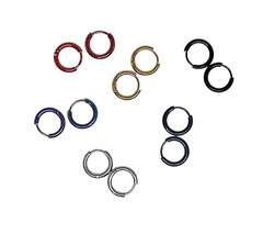 Huggie Hinged Clicker Hoop Rings 6pc Set Nose Lip Daith Septum Cartilage