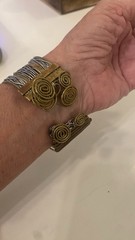 Boho Large Stone Handmade Twist Wire Cuff Bracelet