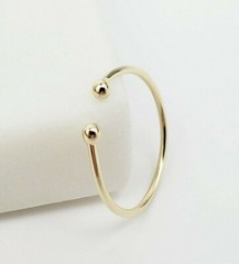 14k Solid Gold Stackable Cuff Ring, Yellow White Rose Open Ball Cuff Rings