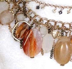 Jasper Stone Cluster Necklace Agate Quartz Rhinestones