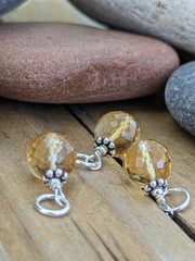 Citrine and Sterling Silver Charm | 7mm Faceted Round