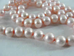 STERLING SILVER 925 PINK 6.5mm ❤️ FRESHWATER PEARL 17″ NECKLACE HAND KNOTTED VTG