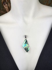Gorgeous Artisan 925 Sterling Silver Bezel Set Abalone Paua Chunky Pendant 14g
