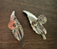VTG Silver Earrings Feather Beau Sterling 925 Screw Back Clip-On SouthWestern