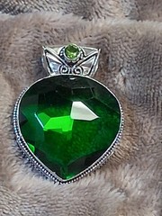 Peridot 2 in. set in 925 Silver Plate CHunky Pendant