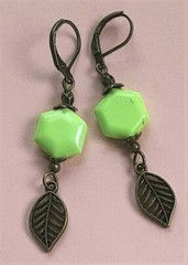 GREEN APPLE HOWLITE dangles handcrafted CHOOSE bronze or silver plate X2