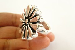 Floral Flower No Stone Plain 925 Sterling Silver Ring Size 8.25 9