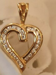 Real Diamond Heart Pendant Anniversary Gift Wife 23diamond HnmadeSolid Gold 18k