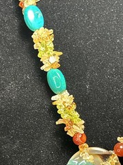 Handcrafted Boho Gemstone Lariat: Peridot Citrine Turquoise Flower Pendant 101