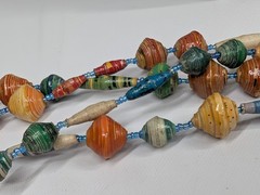 Colorful Handmade Paper Bead Multi Strand Necklace Recycled Paper Beads Boho
