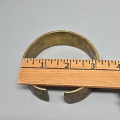Solid Brass Large Cuff Artisan Unisex Statement Bracelet Vtg W/ Patina 5.4oz
