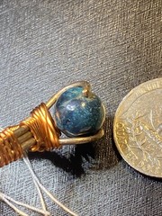 Deep Blue Kingman Turquoise Ball Set In Silver Wire Wrap Ring Size 10
