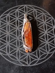 Orange Kyanite Sterling Silver Pendant Artisan Jewelry Gift