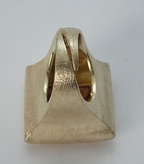 Stunning Statement Modernist Huge Sterling Vermeil Mystic Topaz Asscher Sq. Ring