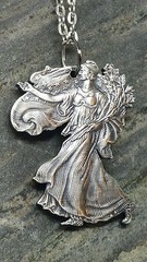HAND CUT LADY LIBERTY AMERICAN .999 SILVER EAGLE PENDANT