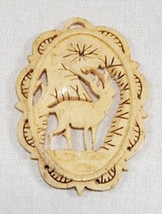 Vintage Hand Carved Bone Elk Deer Pendant 2 in X 1.5 in