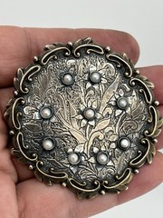 Vintage Sterling Silver 925 Pearl Large Pin Pendant