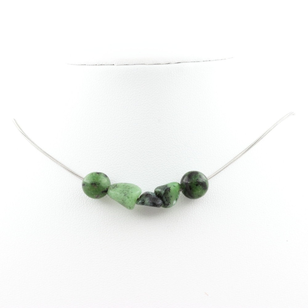 Epidote Pearl Necklace From Myanmar + Epidote From Australia 8 Chain