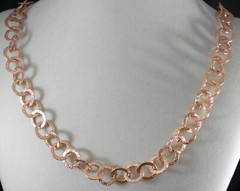 Textured Solid Bright Copper 15mm Round Link Chain Necklace 36″ Toggle Clasp