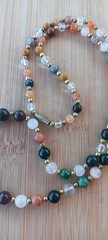 28″ Multi Gemstone Beaded Necklace Amethyst, Citine , Quartz