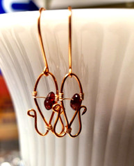 Elegant Garnet and Rose Gold Artisan Earrings 100% CHARITY