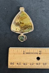 Natural Jasper Pendant Wrapped in Gold Wire